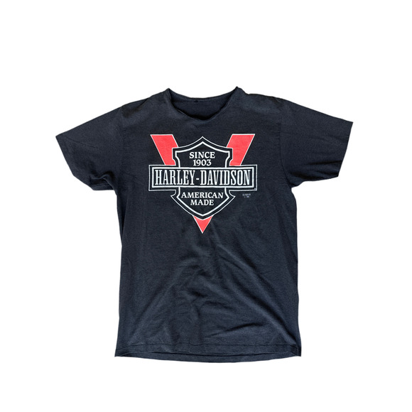 Vintage 1990 Harley-Davidson 3D Emblem Tee American Made, Reworked Collar - Picture 1 of 7